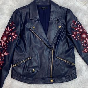 Guess Navy Faux leather jacket Size Large